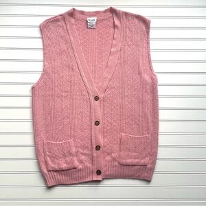 Vintage BLAIR Oversized Pastel Rosy Pink Grandma Chic Knit Sweater Vest Size M
